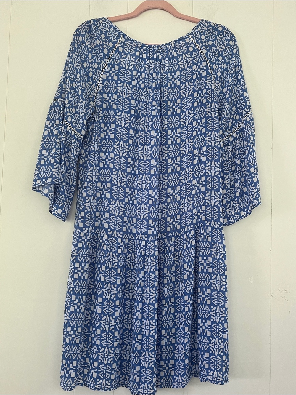 Southern Tide Whitnee Blue White Performance Geometric Pattern Dress Sz Medium - Picture 8 of 10